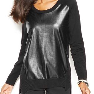 Alfani vegan leather panel sweater